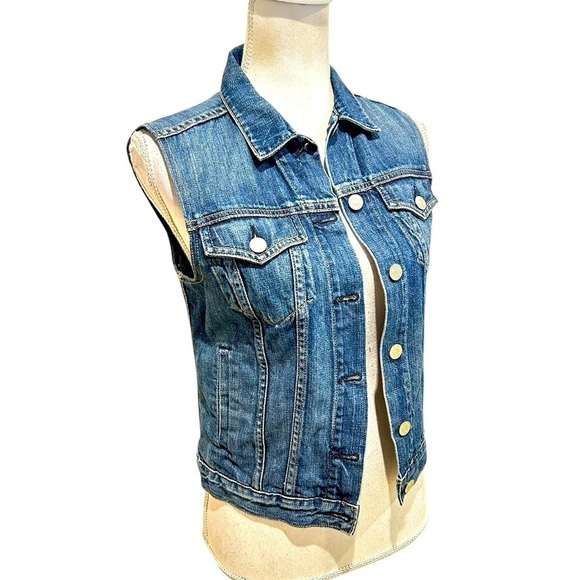 Rag & Bone medium indigo 100% cotton denim jean vest metal buttons size small - Picture 4 of 11